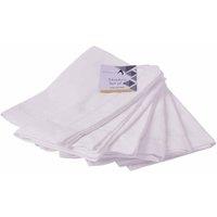 Penguin Home Set Of 6 100 Premium Linen Look With Faggoting Hemstitched Reusable Napkins - Full White, Grey