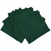 Penguin Home Set Of 6 100 Premium Linen Look With Faggoting Hemstitched Reusable Napkins - Solid Green, Green
