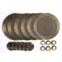 Penguin Home Set Of 18 Glass Beaded Coasters And Napkin Rings - Antique Gold Colour, Gold