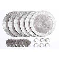 Penguin Home Set Of 18 Glass Beaded Coasters And Napkin Rings - Silver Colour, Grey