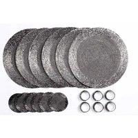 Penguin Home Set Of 18 Glass Beaded Coasters And Napkin Rings - Antique Silver Colour, Grey