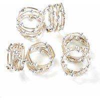 Penguin Home Set Of 6 White Handcrafted Bangle Style Beaded Napkin Rings - Beads On Iron Mesh, White