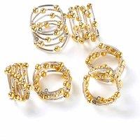 Penguin Home Set Of 6 Yellow Handcrafted Bangle Style Beaded Napkin Rings - Beads On Iron Mesh, Yellow