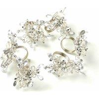 Penguin Home 6 White & Silver Handcrafted Napkin Rings, Grey