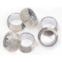 Penguin Home Set Of 6 Handcrafted Glass Beaded Napkin Rings - Silver Colour, Grey