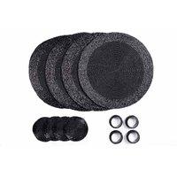 Penguin Home Set Of 12 Glass Beaded Placemats Coasters And Napkin Rings - Black Colour, Black