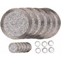 Penguin Home Set Of 18 Glass Beaded Placemats Coasters And Napkin Rings - Silver And White Colour, Grey