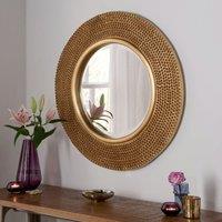 Yearn Mirrors Yearn Industrial Style Beaded Round Mirror Gold, Gold
