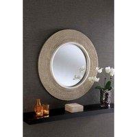 Yearn Mirrors Yearn Industrial Style Beaded Round Mirror Silver, Silver