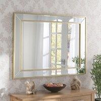 Yearn Mirrors Yearn Framed Soft Brass Bevelled Wall Mirror 70 x 95Cms, Gold