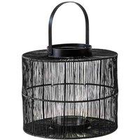 Ivyline Portofino Wirework Lantern With Glass Insert H: 22 x W: 26 Cm - Black, Black