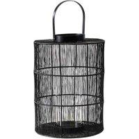 Ivyline Portofino Wirework Lantern With Glass Insert H:34 x W:24 Cm - Black, Black