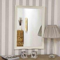 MirrorOutlet Fraser White Small Beaded Wall Mirror 86 x 60cm, White