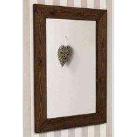 MirrorOutlet Farmhouse Dark Natural Wood Wall Mirror 93 x 68cm, Brown