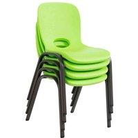 Lifetime Childrens Stacking Chair - 4 Pk Essential - Green, Brown