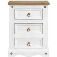 Core Products Corona White White 3 Drawer Bedside Cabinet White, White