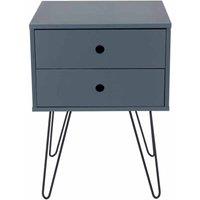 Core Products Options Blue Telford White & Metal 2 Drawer Bedside Cabinet Blue, Blue