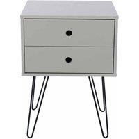 Core Products Options Grey Telford White & Metal 2 Drawer Bedside Cabinet Grey, Grey
