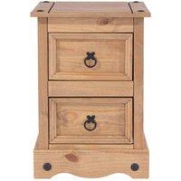 Core Products Corona 2 Drawer Petite Bedside Cabinet Antique Waxed Pine, Brown