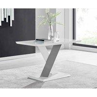 Furniture Box Monza 4 Seat White High Gloss Dining Table With Grey Accent