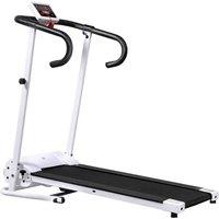 HOMCOM 1-10Km/h Folding Treadmill Home Running Fitness Machine w/ Safety Stopper, White