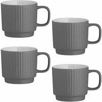 Mason Cash Embossed Line Set Of 4 Grey Mugs