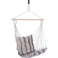 Outsunny Outdoor Hammock Cushioned Chair Patio Swing Seat Wooden Brown Garden, Multi