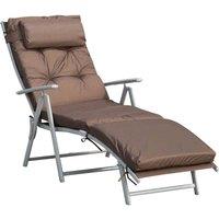 Outsunny Sun Lounger Recliner Foldable Padded Seat Adjustable T37L X 63.5W X 100.5H, Brown