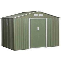 Outsunny 9 X 6Ft Outdoor Storage Garden Shed Sliding Door Galvanised Metal, Green