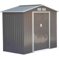 Outsunny Garden Shed Storage Unit W/Locking Door Floor Foundation Vents 7Ftx4Ft, Grey
