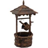 Outsunny Well Waterfall Fountain Rustic Wood W/Pump