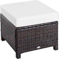 Outsunny Rattan Footstool Wicker Ottoman w/ Padded Seat, Brown
