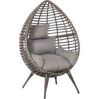 Outsunny Indoor/Outdoor Wicker Teardrop Chair w/ Cushion, Grey