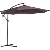 Outsunny Garden Parasol Sun Shade Cantilever Patio Coffee