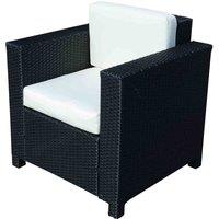 Outsunny Garden Rattan Wicker Furniture Cube Chair Sofa - Cream White, Black