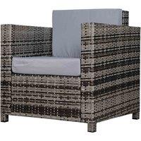 Outsunny Garden Patio Rattan Wicker Furniture Single Cube Chair Sofa Outdoor Grey, Grey