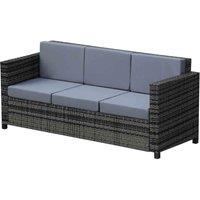 Outsunny Rattan Wicker 3-seater Sofa Chair Outdoor Patio Furniture W/ Cushions, Grey