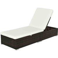 Outsunny Patio Rattan Chaise Lounge Garden Pool Wicker Sun Lounger Adjustable, Brown