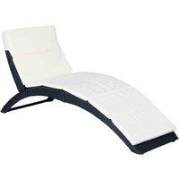 Outsunny Garden Rattan Sun Lounger - Black, Black