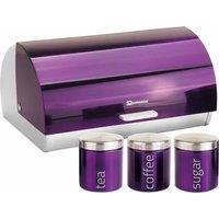 Sq Professional Gems Amethyst 4pc Bread Bin And Canister Set, Purple