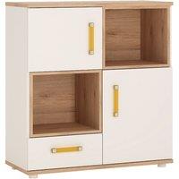 Furniture To Go 4Kids 2 Door 1 Drawer Cupboard - Light Oak And White Gloss, White