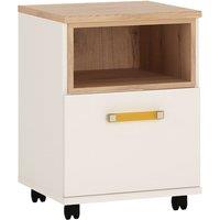 Furniture To Go 4Kids 1 Door Desk Mobile In Light Oak And White High Gloss (Orange Handles), White