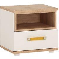 Furniture To Go 4Kids 1 Drawer Bedside Cabinet In Light Oak And White High Gloss (Orange Handles), White