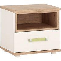 Furniture To Go 4Kids 1 Drawer Bedside Cabinet In Light Oak And White High Gloss (Lemon Handles), White