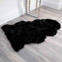 Native Natural Black Sheepskin Rug xxl, Black