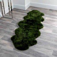 Native Natural Double Olive Green Sheepskin Rug, Green