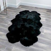 Native Natural Quad Black Sheepskin Rug, Black