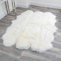 Native Natural Sextuple Natural White Sheepskin Rug, White