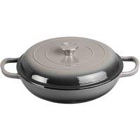 Robert Dyas 30cm Cast Iron Enamelled Shallow Casserole Dish - Grey, Grey