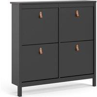 Furniture To Go Barcelona Shoe Cabinet 4 Compartments In Matt Black, Black